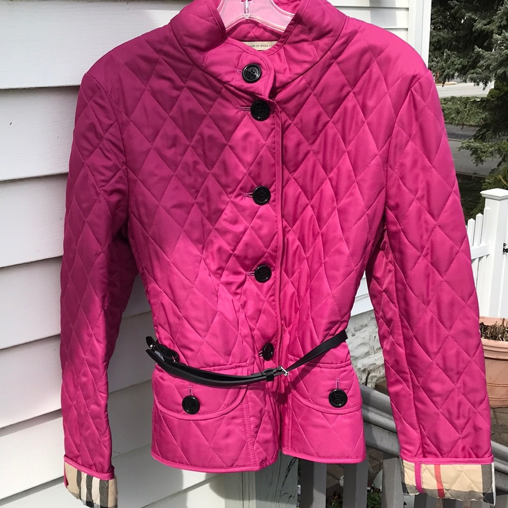 Burberry Pink Quilted Jacket L NWOT